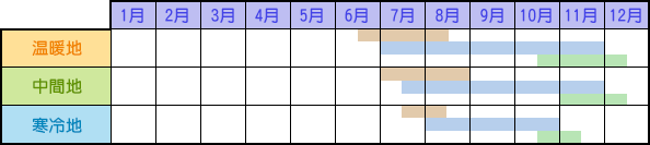 セロリの栽培カレンダー